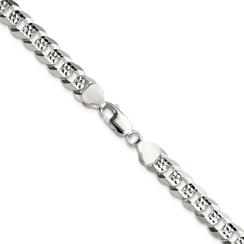 Sterlingsilber 7.9mm Flach Diamantiert Pavé Panzer Kette