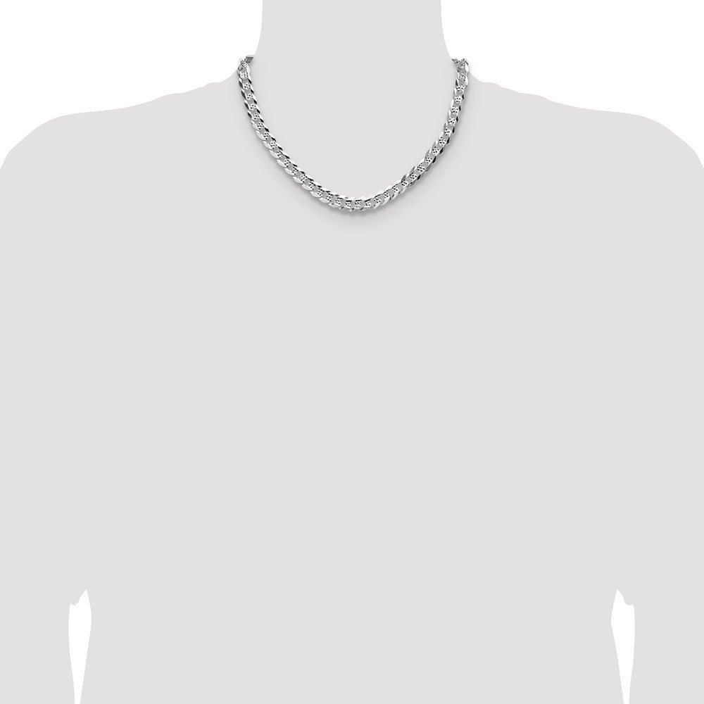 Sterlingsilber 7.9mm Flach Diamantiert Pavé Panzer Kette
