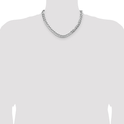 Sterlingsilber 7.9mm Flach Diamantiert Pavé Panzer Kette