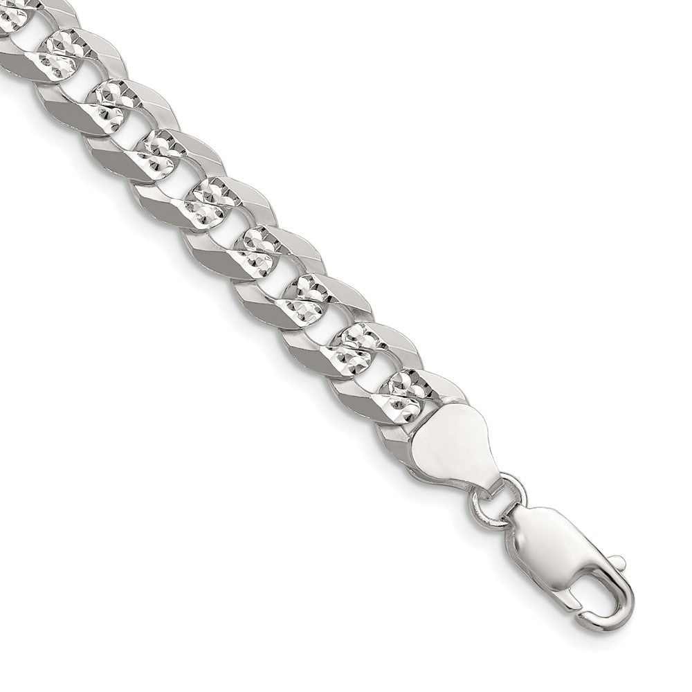 Sterlingsilber 7.9mm Flach Diamantiert Pavé Panzer Kette