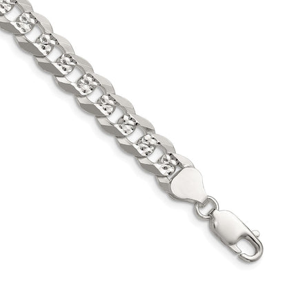Sterlingsilber 7.9mm Flach Diamantiert Pavé Panzer Kette