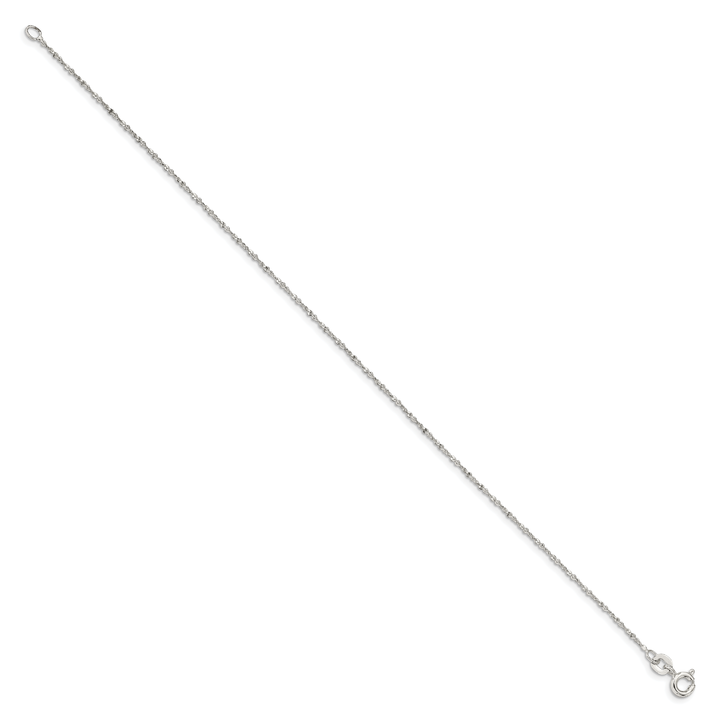 9 Zoll Sterlingsilber 1mm Gedreht Serpentine Kette Fußkettchen