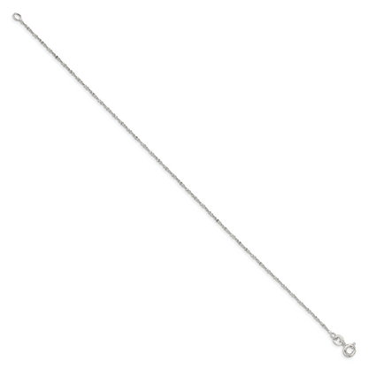 9 Zoll Sterlingsilber 1mm Gedreht Serpentine Kette Fußkettchen