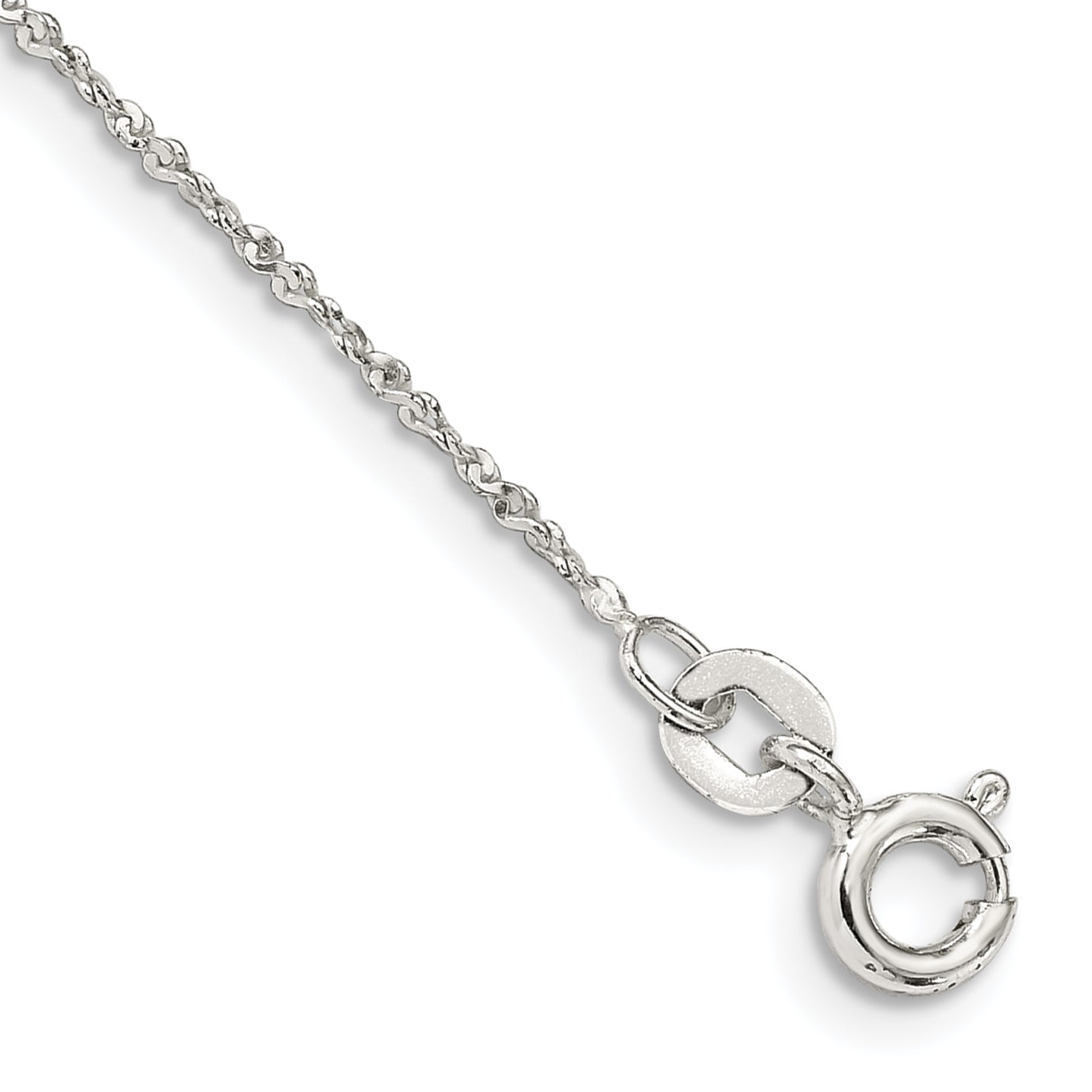 9 Zoll Sterlingsilber 1mm Gedreht Serpentine Kette Fußkettchen