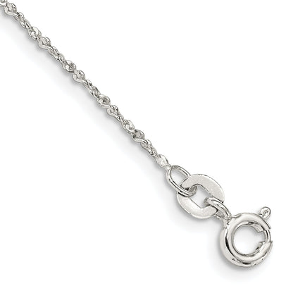 9 Zoll Sterlingsilber 1mm Gedreht Serpentine Kette Fußkettchen