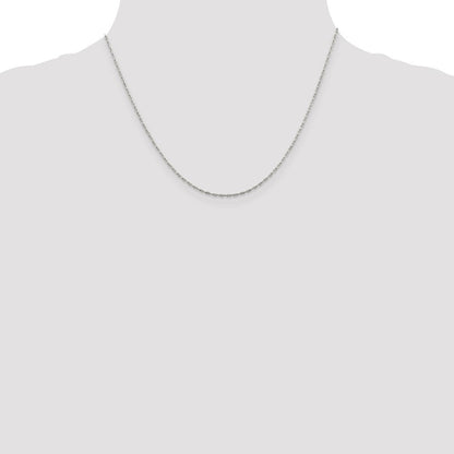 Sterlingsilber 1.4mm Flach Oval Ankerkette Kette mit 2 Zoll Verlängerung. Halskette