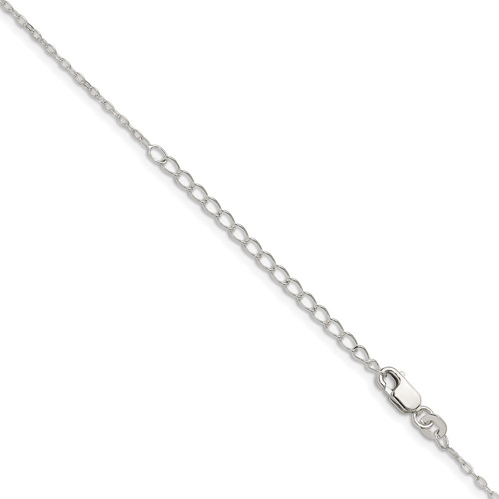 Sterlingsilber 1.4mm Flach Oval Ankerkette Kette mit 2 Zoll Verlängerung. Halskette