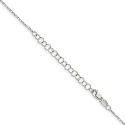 Sterlingsilber 1.25mm Diamantiert Forzantina Ankerkette Kette mit 2 Zoll Verlängerung. Halskette
