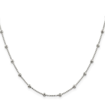 Sterlingsilber 1.15mm Diamantiert Fantasie Gekugelt Halskette
