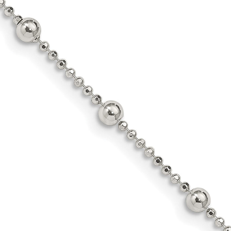 Sterlingsilber 1.15mm Diamantiert Fantasie Gekugelt Halskette