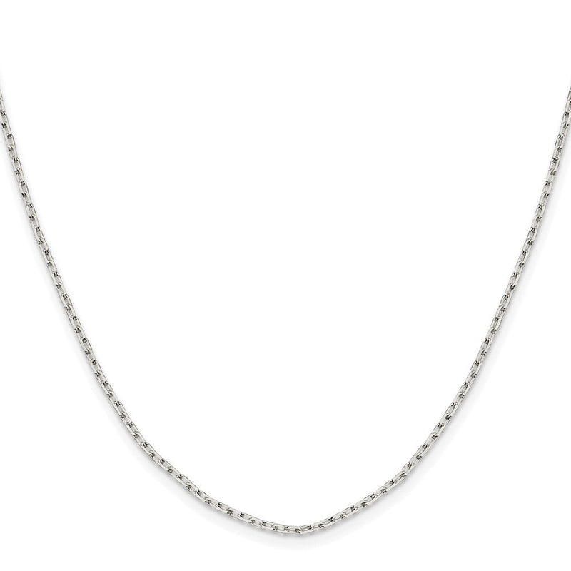 Sterlingsilber Rhodiniert 1.65mm Diamantiert Lang Glieder Ankerkette Kette mit 2