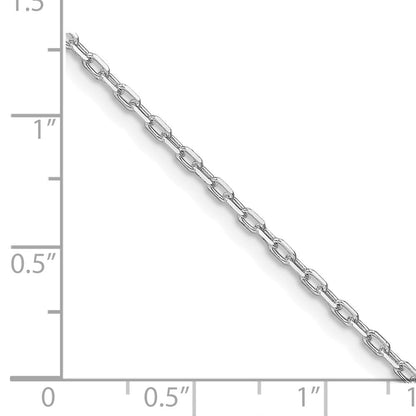 Sterlingsilber Rhodiniert 1.65mm Diamantiert Lang Glieder Ankerkette Kette mit 2
