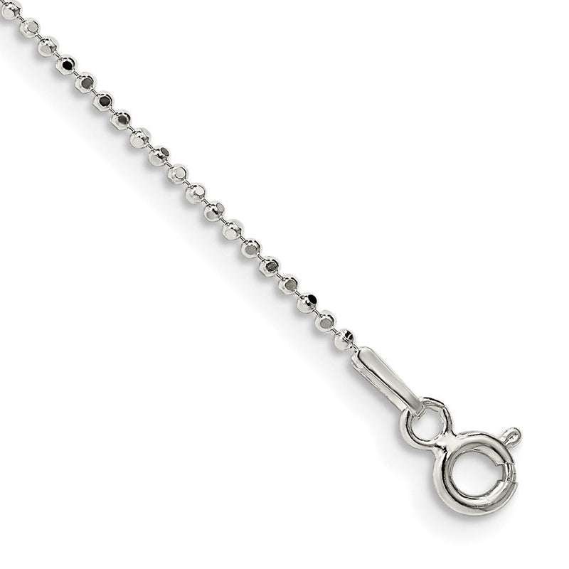9 Zoll Sterlingsilber 1.05mm Quadratisch Fantasie Gekugelt Kette Fußkettchen