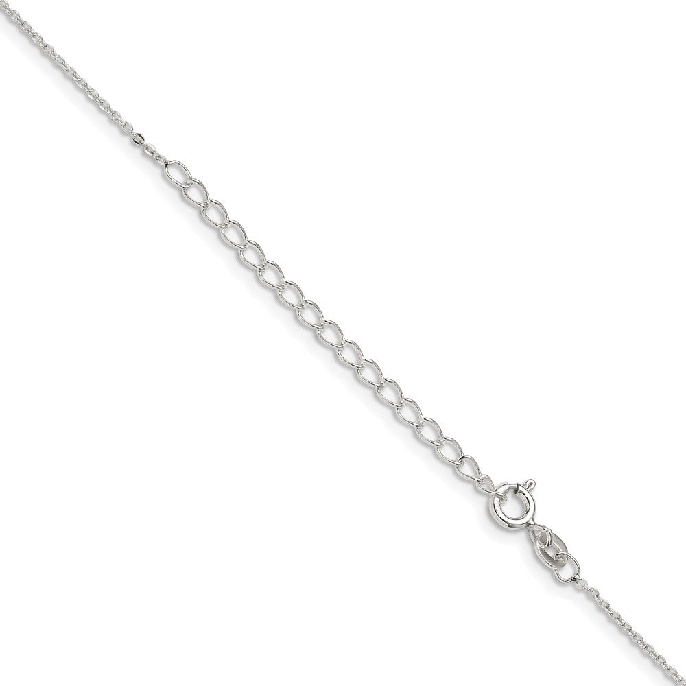 Sterlingsilber.9mm Flach Glieder Ankerkette Kette mit 2 Zoll Verlängerung. Halskette