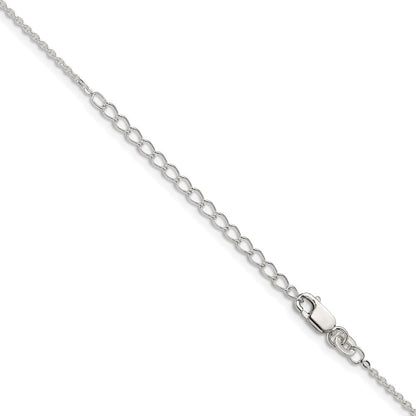 Sterlingsilber 1mm Flach Glieder Ankerkette Kette mit 2 Zoll Verlängerung. Halskette