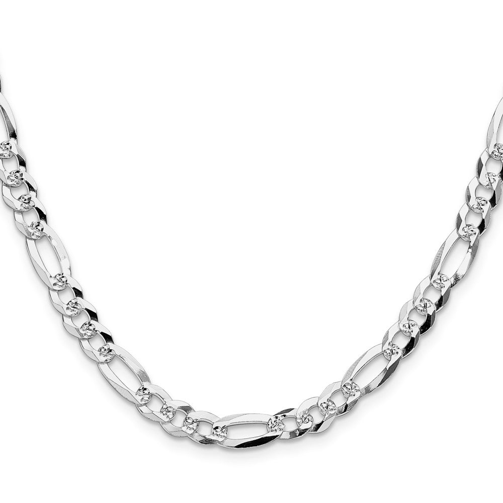 Sterlingsilber 6.1mm Flach Diamantiert Pavé Figaro Halskette
