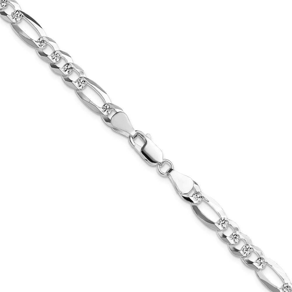 Sterlingsilber 6.1mm Flach Diamantiert Pavé Figaro Halskette