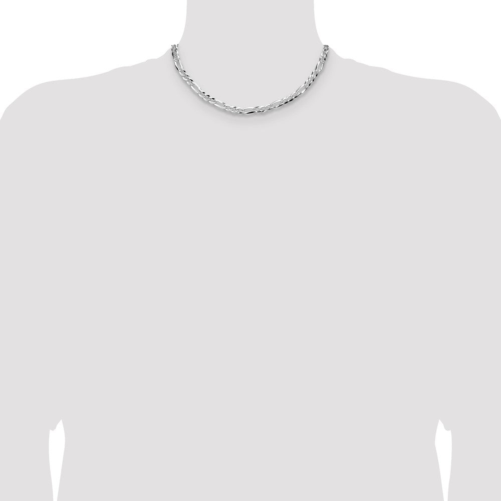 Sterlingsilber 6.1mm Flach Diamantiert Pavé Figaro Halskette
