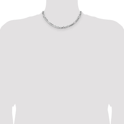 Sterlingsilber 6.1mm Flach Diamantiert Pavé Figaro Halskette