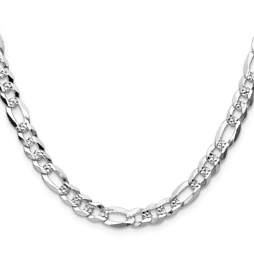 Sterlingsilber 7.0mm Flach Diamantiert Pavé Figaro Halskette