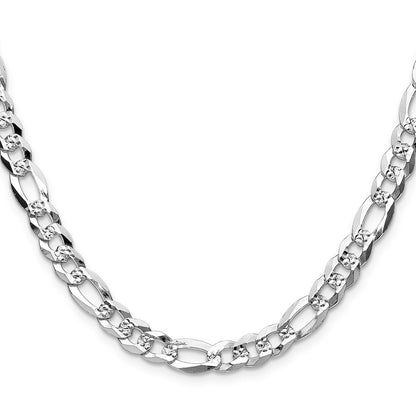 Sterlingsilber 7.0mm Flach Diamantiert Pavé Figaro Halskette