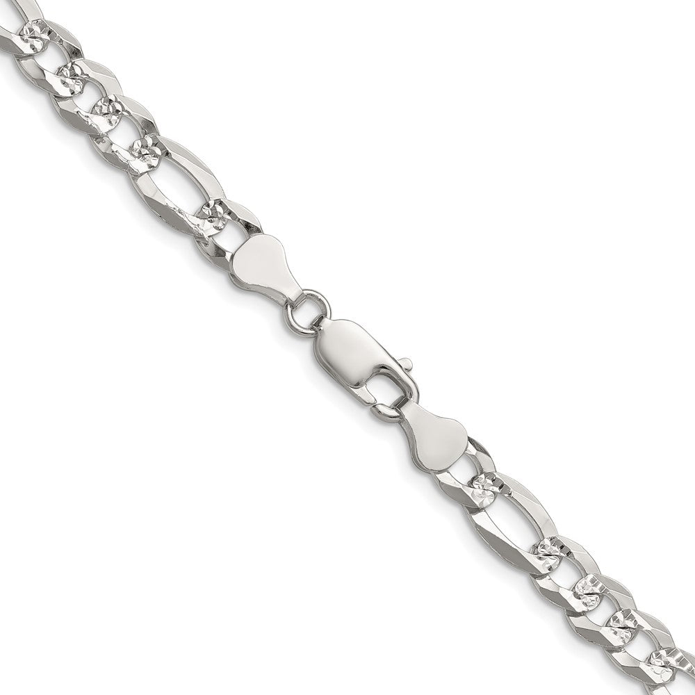 Sterlingsilber 7.0mm Flach Diamantiert Pavé Figaro Halskette