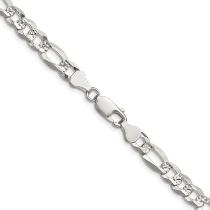 Sterlingsilber 7.0mm Flach Diamantiert Pavé Figaro Halskette