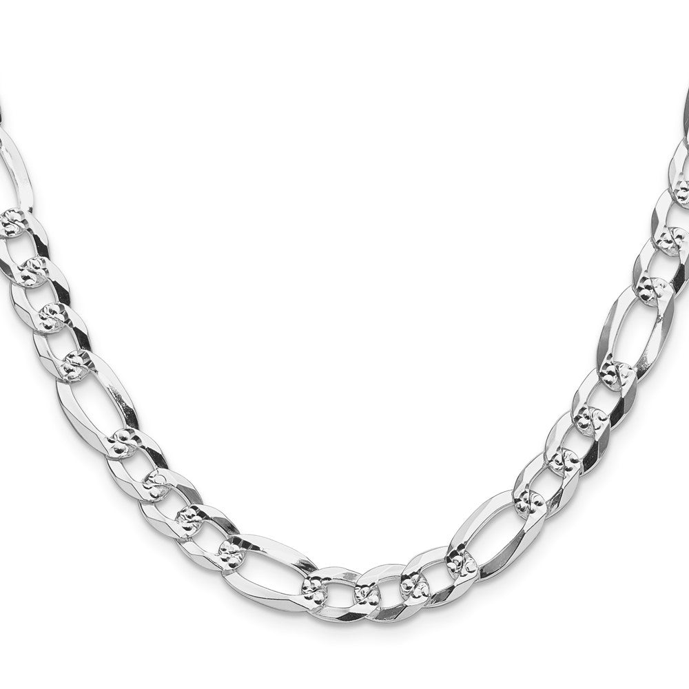Sterlingsilber 8.0mm Flach Diamantiert Pavé Figaro Halskette