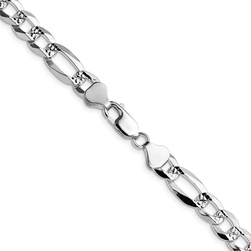 Sterlingsilber 8.0mm Flach Diamantiert Pavé Figaro Halskette