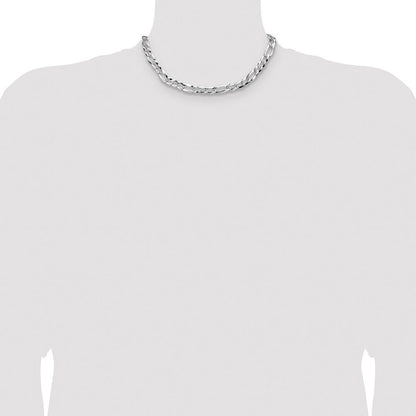 Sterlingsilber 8.0mm Flach Diamantiert Pavé Figaro Halskette