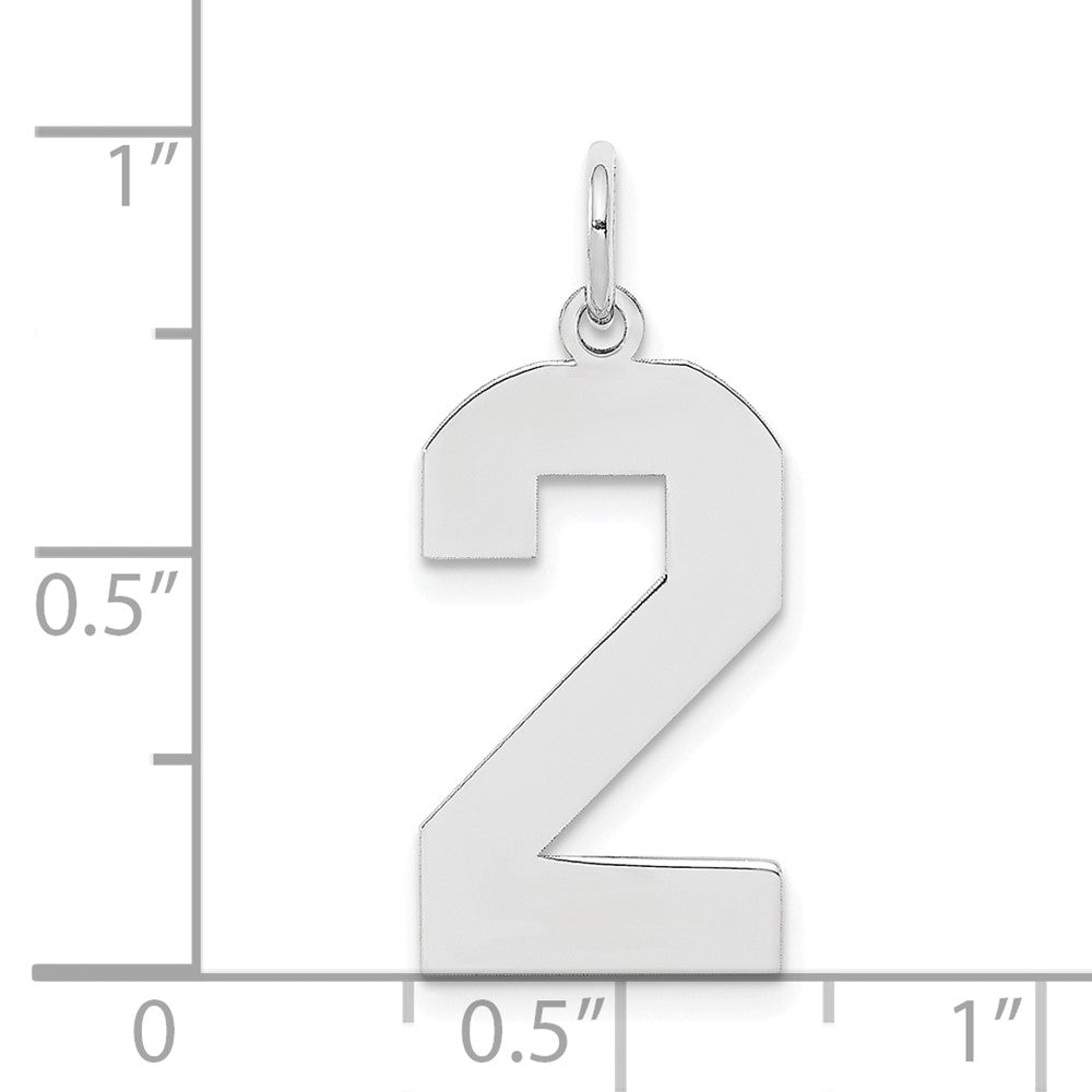 Sterlingsilber Silber/rhodiniert Poliert Zahl 2 Charm