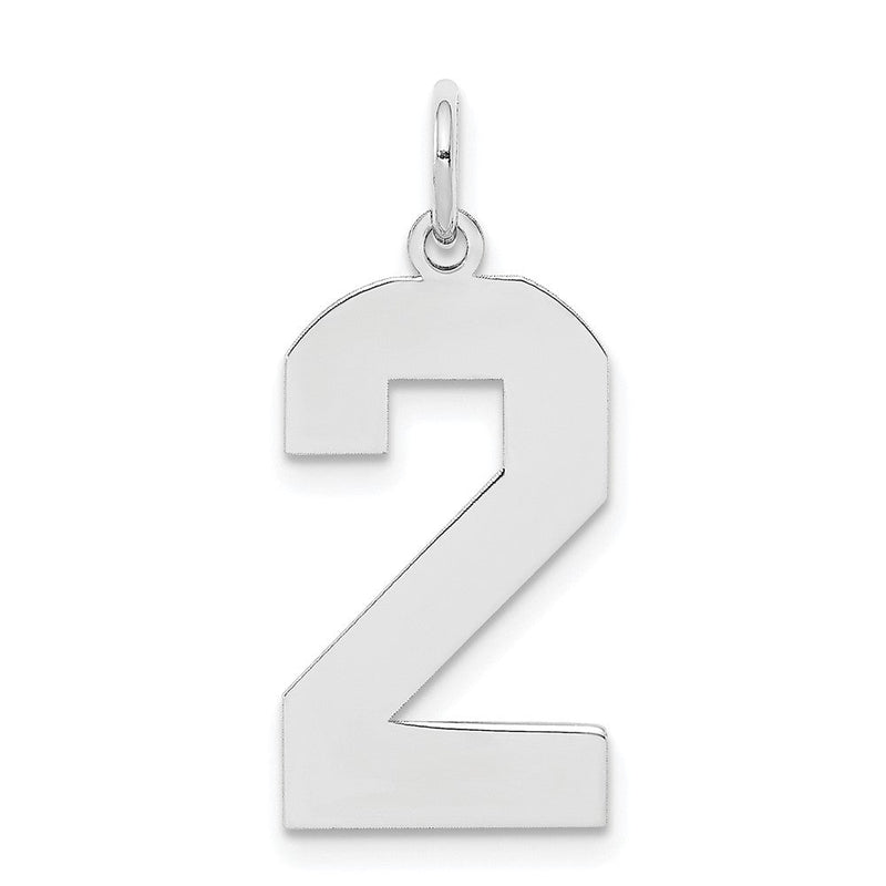 Sterlingsilber Silber/rhodiniert Poliert Zahl 2 Charm