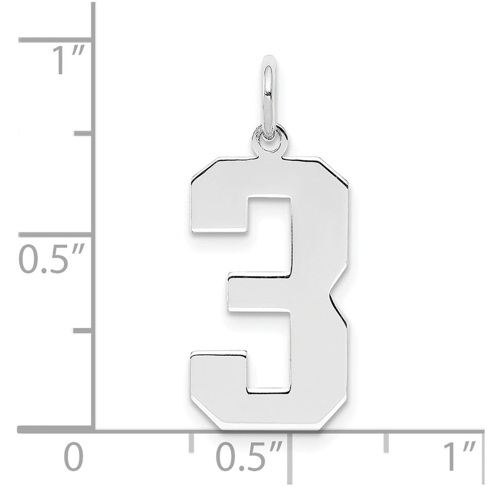 Sterlingsilber Silber/rhodiniert Poliert Zahl 3 Charm