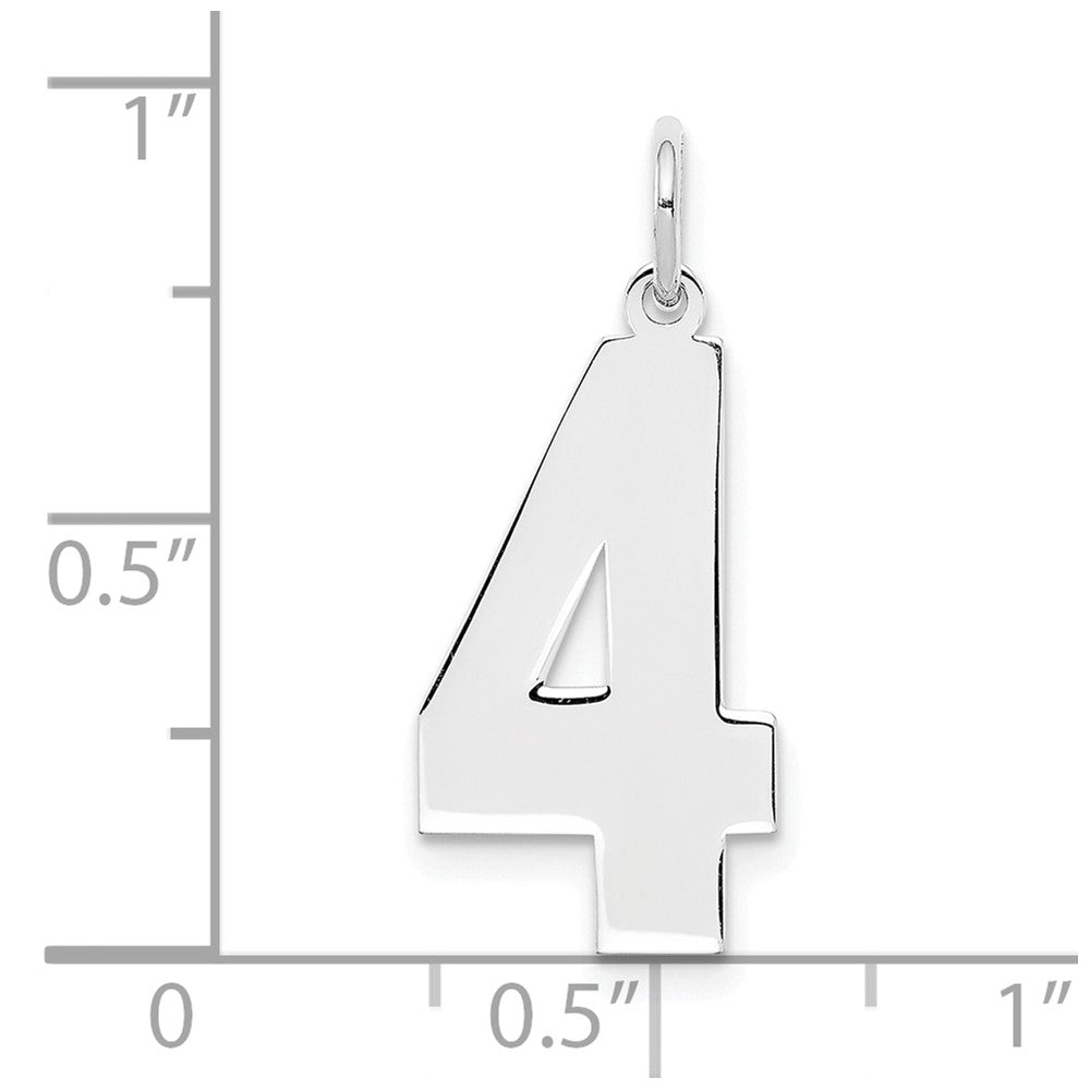 Sterlingsilber Silber/rhodiniert Poliert Zahl 4 Charm