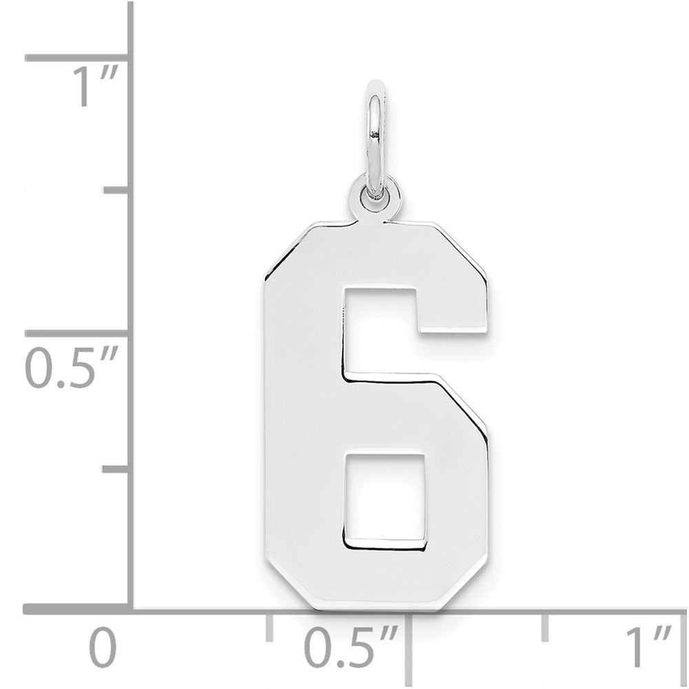 Sterlingsilber Silber/rhodiniert Poliert Zahl 6 Charm