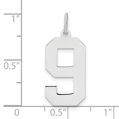Sterlingsilber Silber/rhodiniert Poliert Zahl 9 Charm