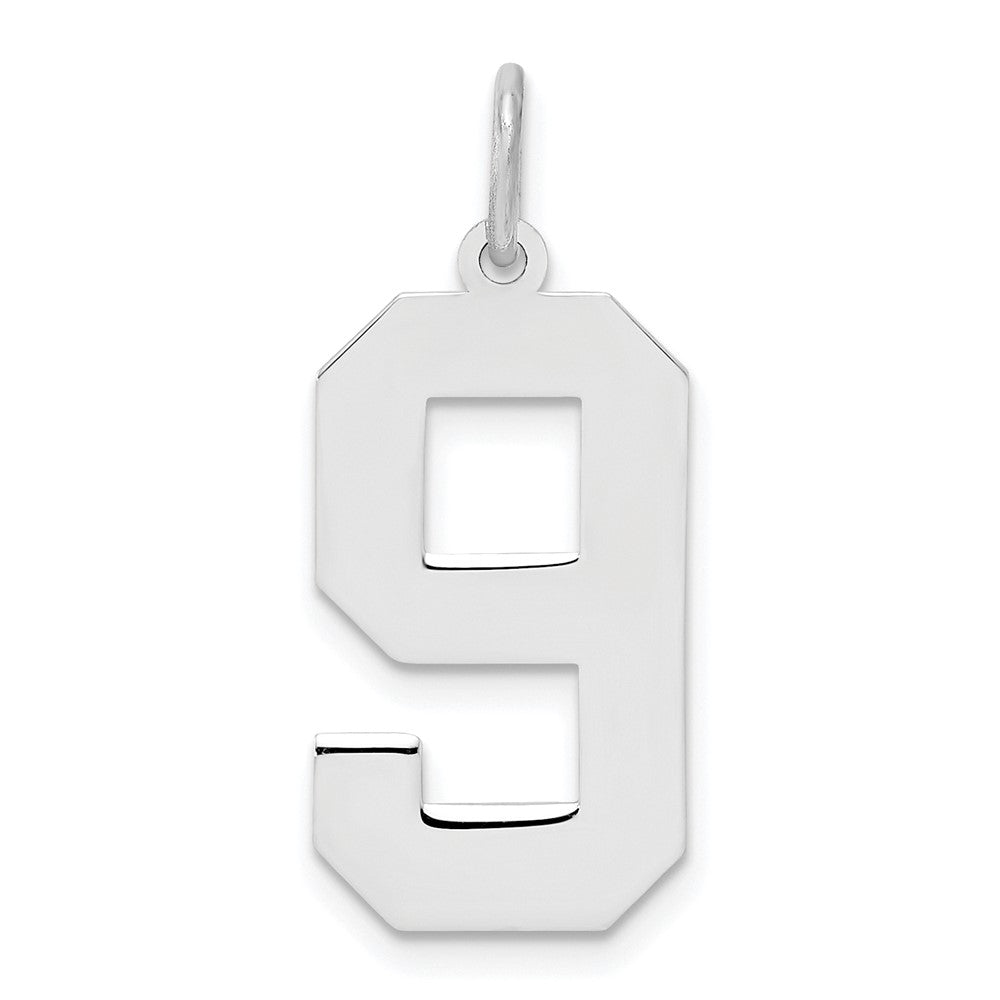 Sterlingsilber Silber/rhodiniert Poliert Zahl 9 Charm