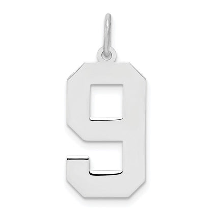 Sterlingsilber Silber/rhodiniert Poliert Zahl 9 Charm