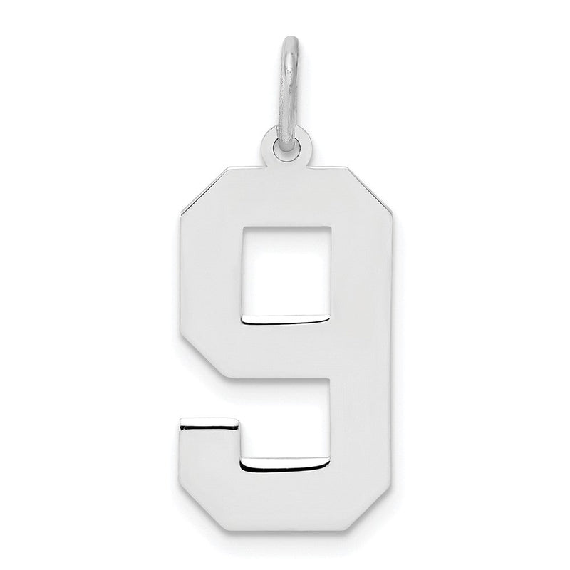 Sterlingsilber Silber/rhodiniert Poliert Zahl 9 Charm