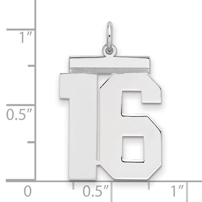 Sterlingsilber Silber/rhodiniert Poliert Zahl 16 Charm