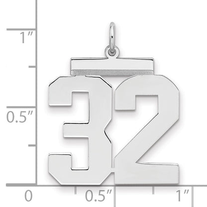 Sterlingsilber Silber/rhodiniert Poliert Zahl 32 Charm