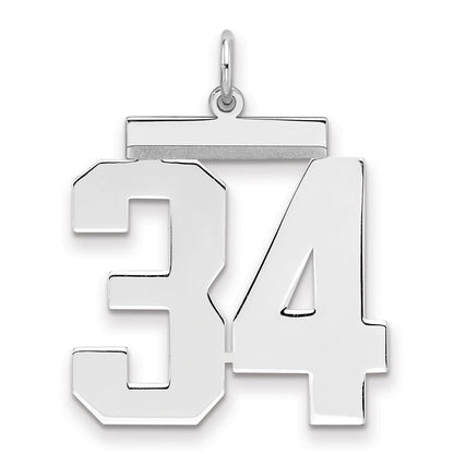 Sterlingsilber Silber/rhodiniert Poliert Zahl 34 Charm