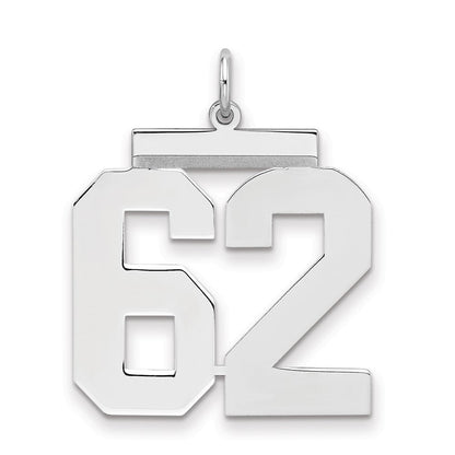 Sterlingsilber Silber/rhodiniert Poliert Zahl 62 Charm