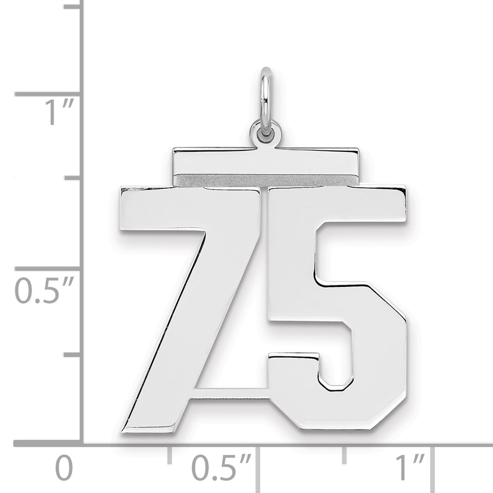 Sterlingsilber Silber/rhodiniert Poliert Zahl 75 Charm