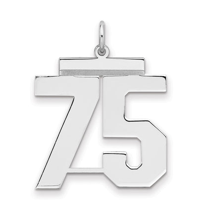 Sterlingsilber Silber/rhodiniert Poliert Zahl 75 Charm