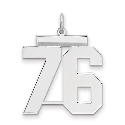 Sterlingsilber Silber/rhodiniert Poliert Zahl 76 Charm