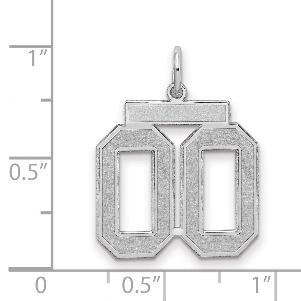 Sterlingsilber Rhodiniert Mittel Satiniert Zahl 00