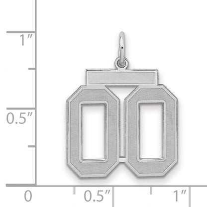 Sterlingsilber Rhodiniert Mittel Satiniert Zahl 00