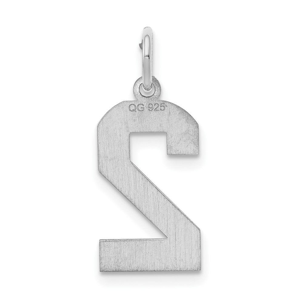 Sterlingsilber Silber/rhodiniert Satiniert Zahl 2 Charm
