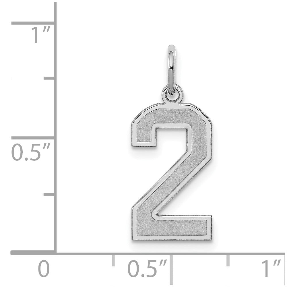 Sterlingsilber Silber/rhodiniert Satiniert Zahl 2 Charm